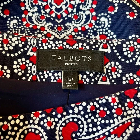 Talbots Navy, White and Red Paisley Skirt - Picture 2 of 14